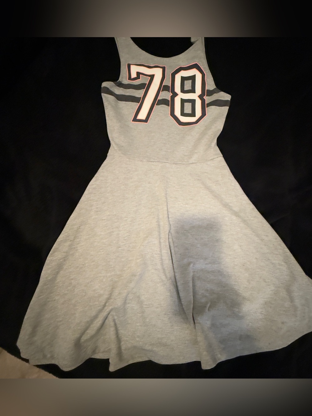 H&M Grey Sleeveless Skater Dress with Pink-Outlined '78' Graphic